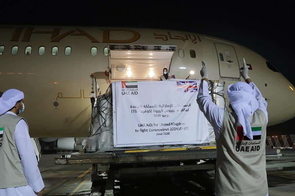 UAE medical aid arriving United Kingdom