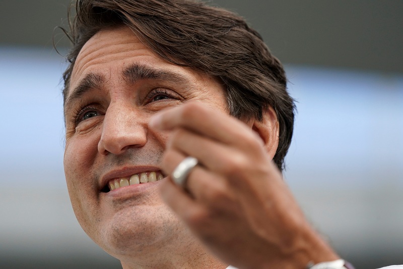 canada's liberal prime minister justin trudeau campaigns in vancouver, british columbia