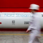 file photo: the logo of the nord stream 2 gas pipeline project is seen on a pipe at the chelyabinsk pipe rolling plant in chelyabinsk, russia