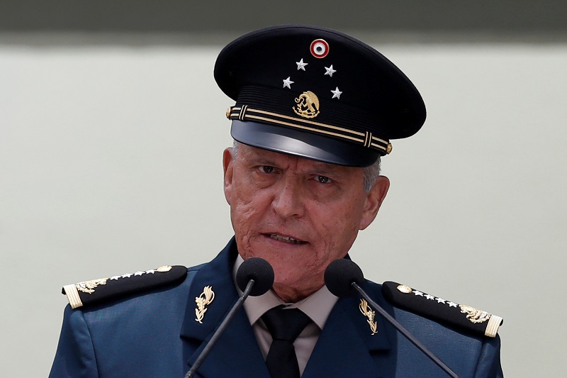 file photo: mexico's defense minister general salvador cienfuegos addresses the audience during the 50th anniversary of the plan of assistance to the population in case of disaster (plan dn iii e) in mexico city