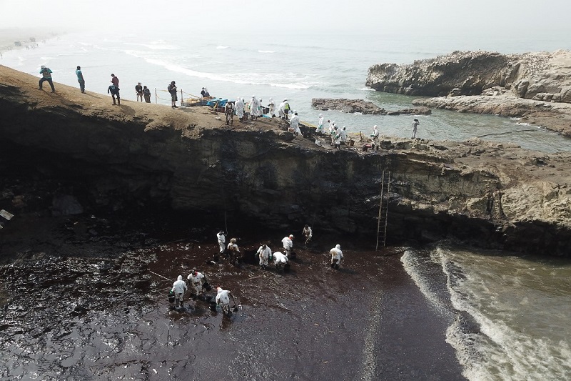 peru tonga volcano tsunami oil spill cleanup