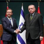 turkish president erdogan and his israeli counterpart herzog shake hands during a joint news conference in ankara