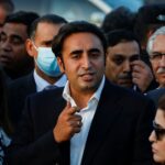 bilawal bhutto zardari, chairman of the pakistan people's party, speaks to the media outside the parliament building, in islamabad