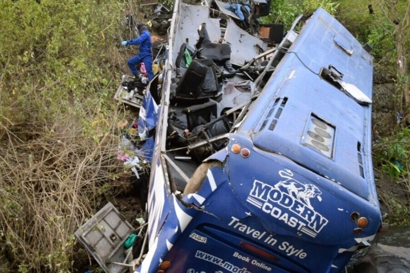 A bus falls into a river valley in Kenya, killing 34 people