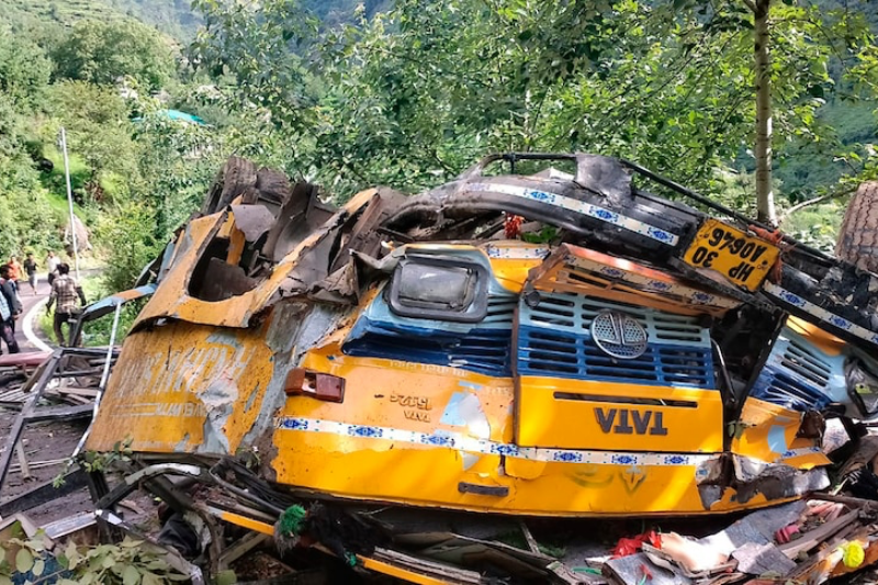 Bus collapses into a deep gorge in India, kills 16