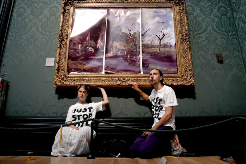  Climate change protesters glue themselves to 200-year-old artwork