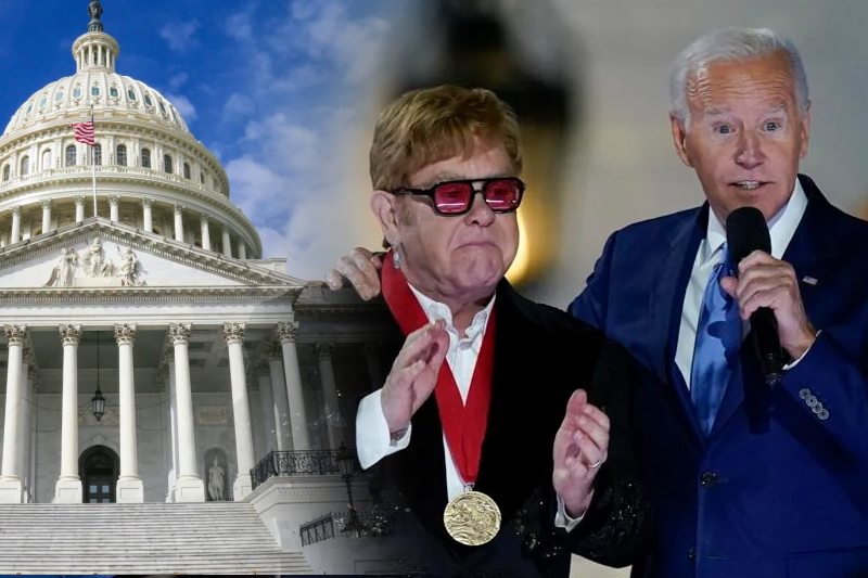  Sir Elton John receives National Humanities Medal from President Biden