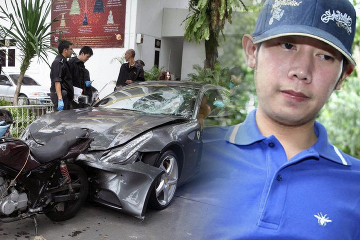 A decade after a tragic Ferrari collision, the Thai Red Bull heir remains at large