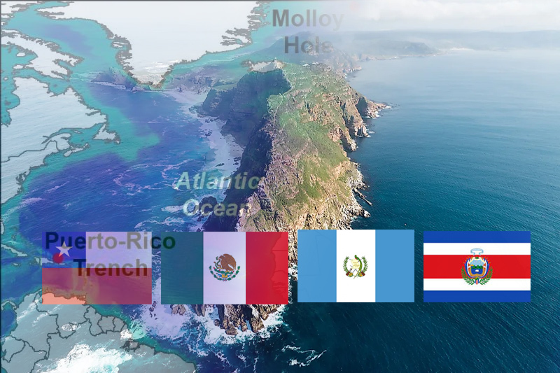  How many countries have coastlines on both the Atlantic and Pacific oceans