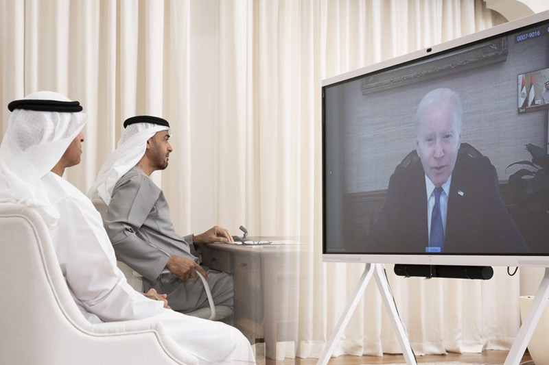 president mohammed bin zayed holds virtual meet with president biden to discuss energy security
