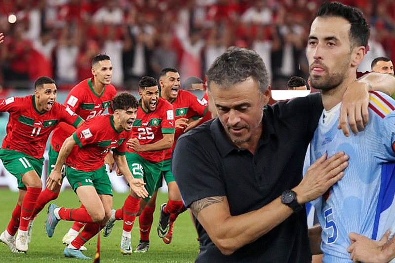 world cup shocker morocco knocks spain out after ramos hat trick