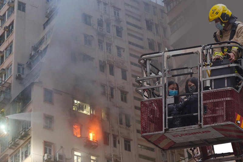 Intense blaze at Hong Kong village forces 100 people to evacuate, 2 rushed to hospital